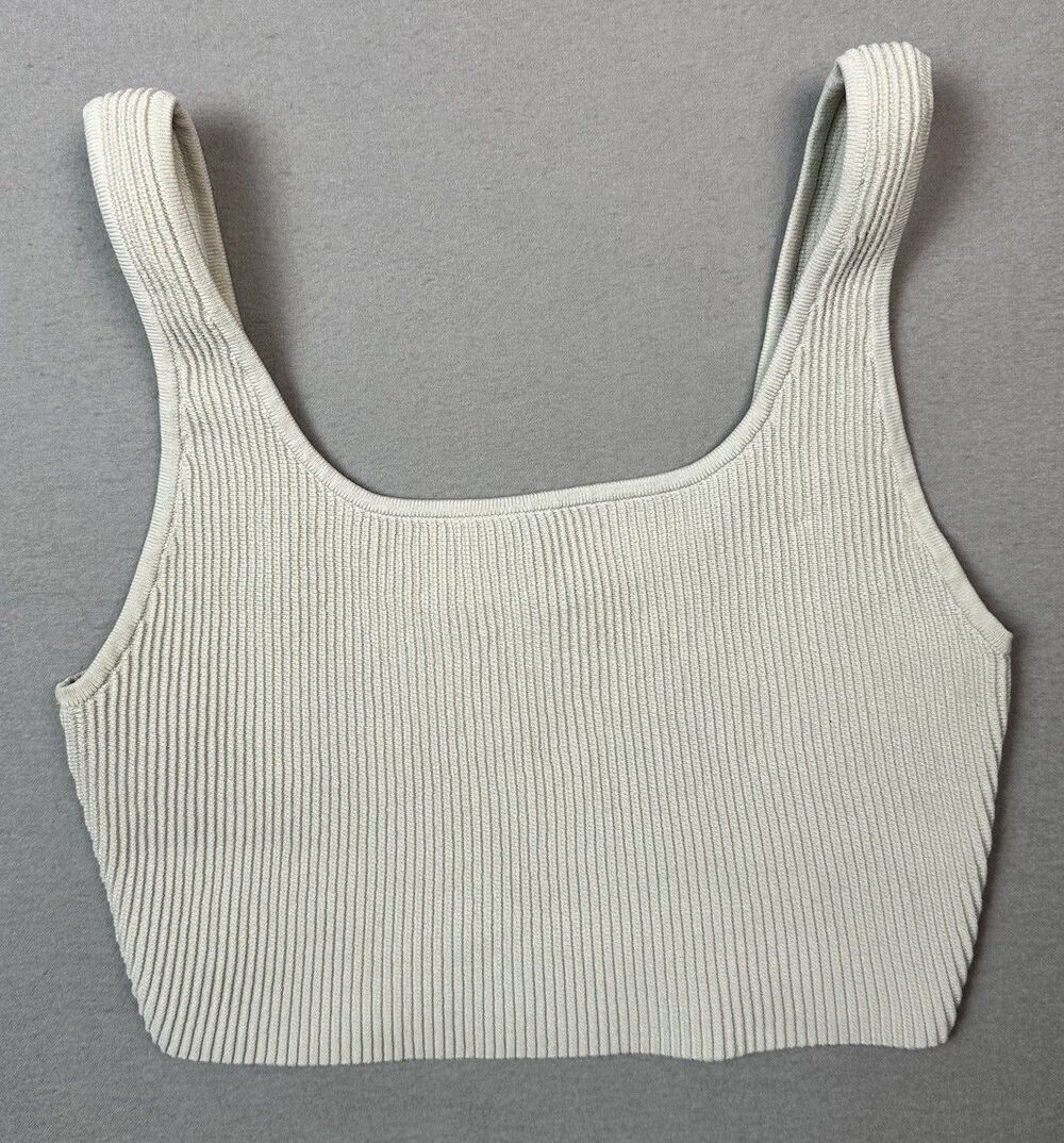 Babaton Aritzia Sculpt Knit Squareneck Crop Tank Beige Sz M Minimalist Neutral